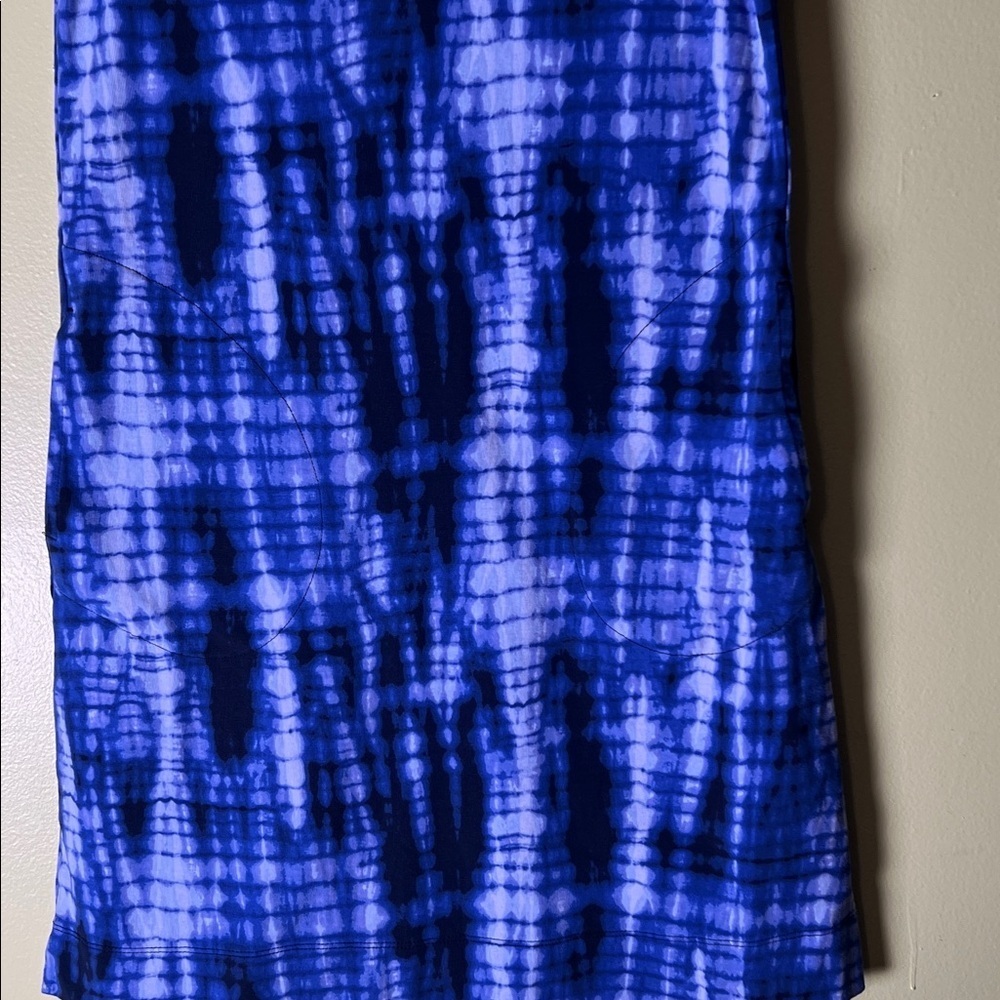 Ellen Tracy Vibrant Blue tie-dye Patterned Mini Dress - Picture 3 of 6